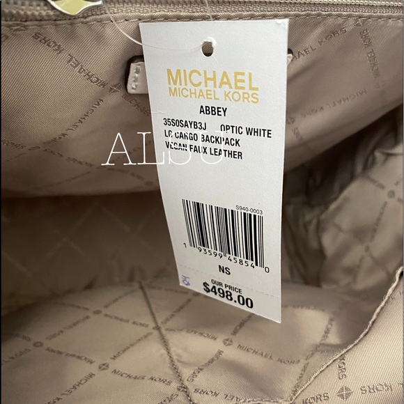 Michael Kors Abbey Vegan Faux Leather Optic White 35S0SAYB3J - Picture 7 of 14